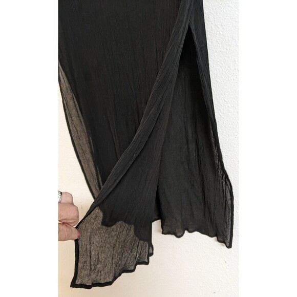 CHICO'S Women's Black Silk Embroidered Deep-V Cover-Up Beach Cruise 10/12 - Picture 5 of 11